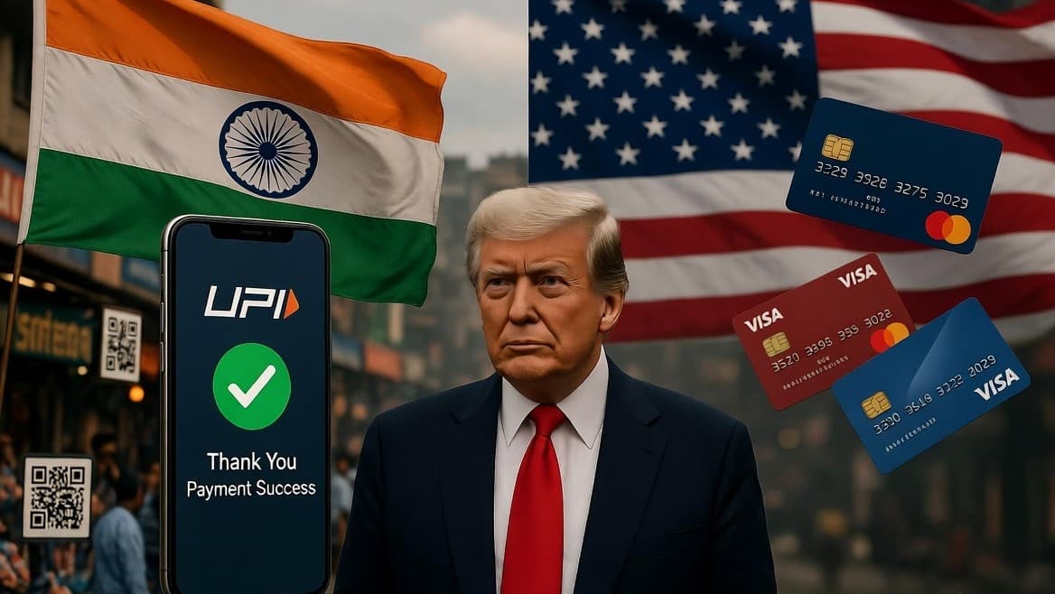 UPI पर प्रस्तावित शुल्क के पीछे ट्रंप का दबाव? वीजा-मास्टरकार्ड को फायदा पहुँचाने की चर्चा UPI पर प्रस्तावित शुल्क के पीछे ट्रंप का दबाव? वीजा-मास्टरकार्ड को फायदा पहुँचाने की चर्चा