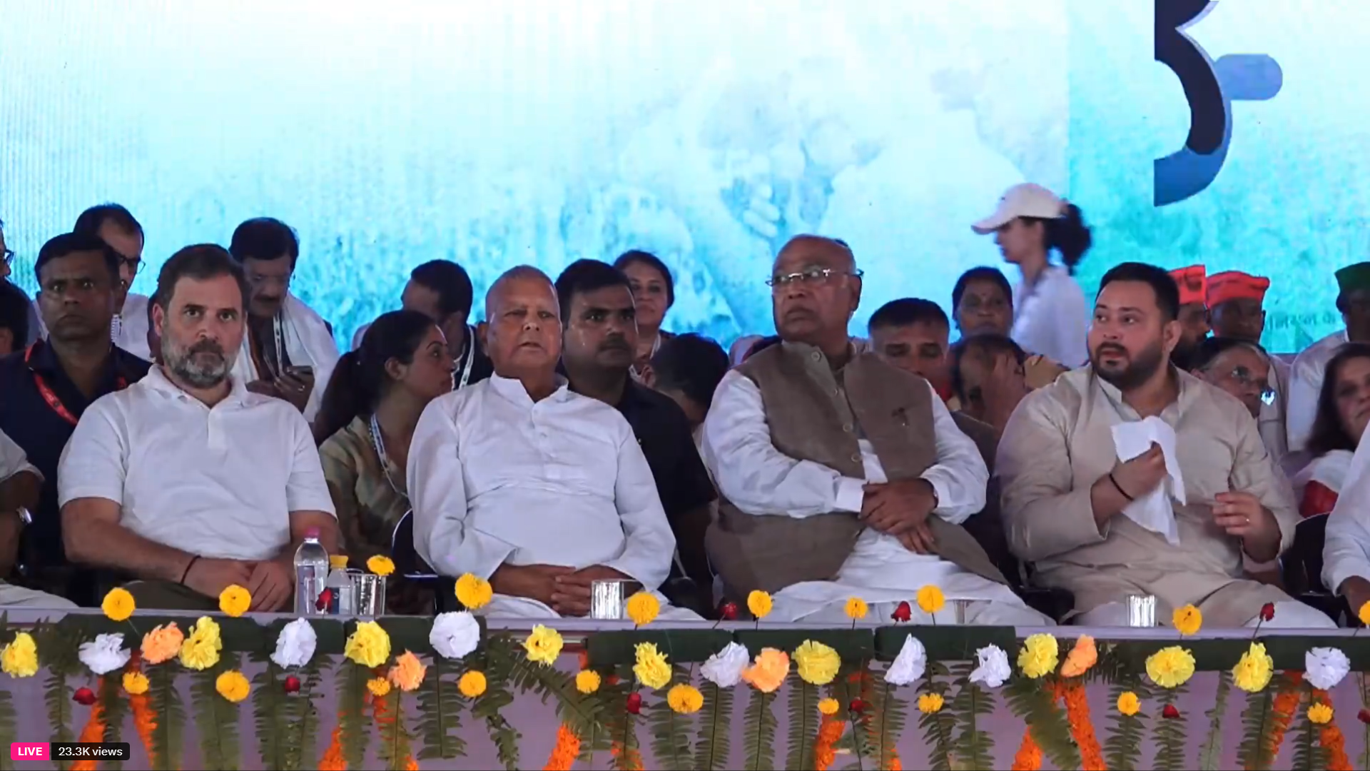 सासाराम में वोटर अधिकार यात्रा का मंच vote chori