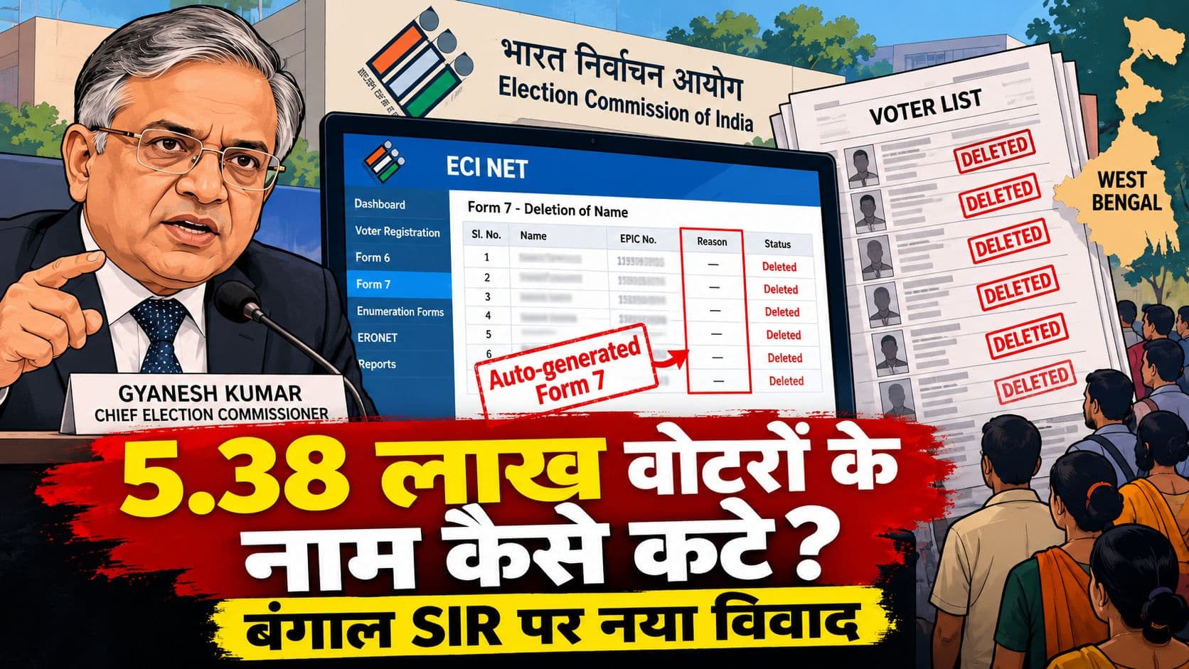 वोट चोरीः ECI के सॉफ्टवेयर ने बंगाल में बेवजह 5.38 लाख नाम उड़ाये, बीजेपी ने कहा- फिर से SIR हो वोट चोरीः ECI के सॉफ्टवेयर ने बंगाल में बेवजह 5.38 लाख नाम उड़ाये, बीजेपी ने कहा- फिर से SIR हो