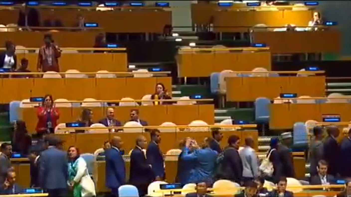 नेतन्याहू भाषण देने आए तो राजनयिकों ने किया वाकआउट unga netanyahu walk out