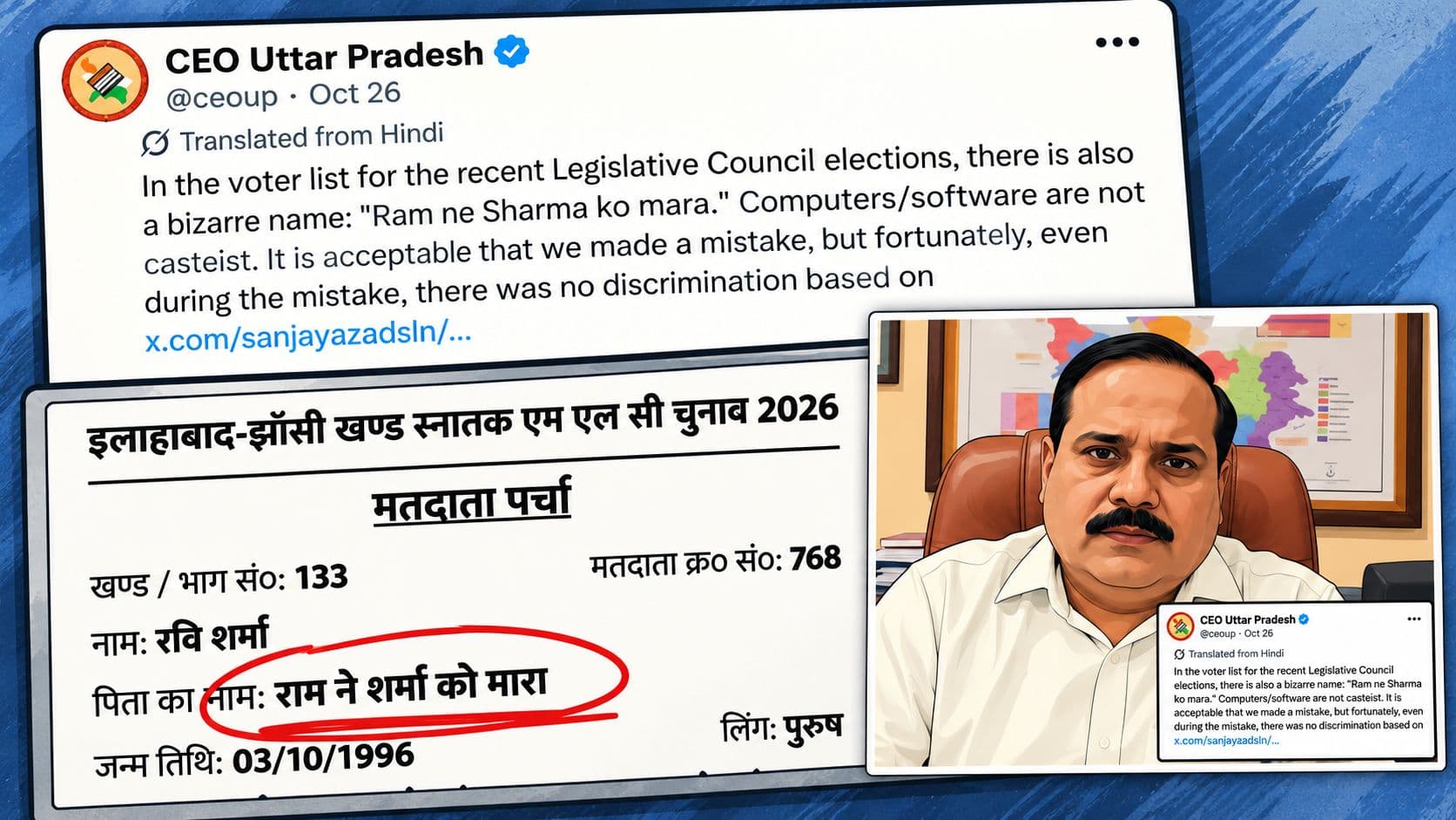यूपी के मुख्य चुनाव अधिकारी ने विवादित टिप्पणी पर मांगी माफी, वोटर लिस्ट में गड़बड़ी पर विवाद यूपी के मुख्य चुनाव अधिकारी ने विवादित टिप्पणी पर मांगी माफी, वोटर लिस्ट में गड़बड़ी पर विवाद